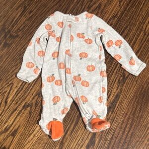 Pumpkin Print Gray and Orange Kids One Piece